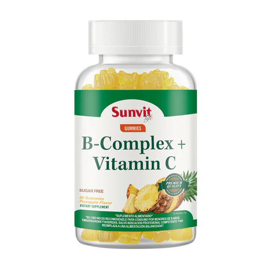 Gomitas B Complex + Vitamina C, Piña 60 Gummies, Svl