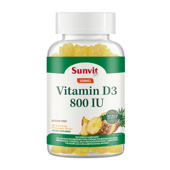 Gomitas Vitamina D3 800Ui, Piña 60 Gummies, Svl