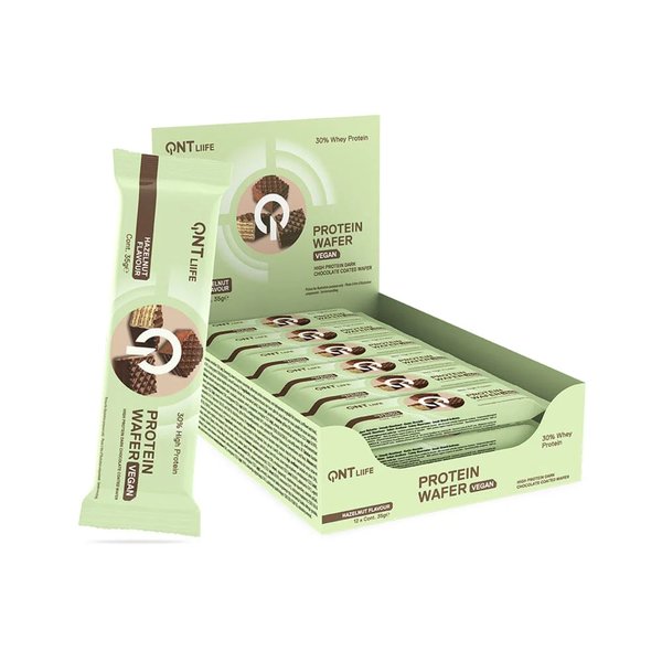 Caja Barras De Proteina Vegana Wafer Bar 12 Unidades Qnt