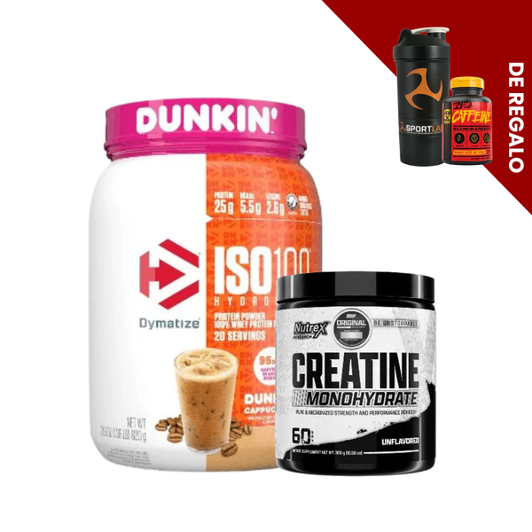Iso 100 Dunkin + Creatina Nutrex 300g + Shaker Y Cafeina Mutant De Regalo