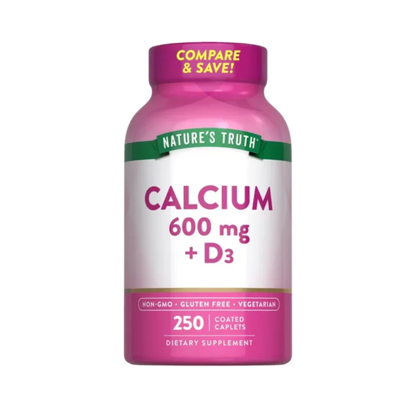 Calcio 600mg + Vitamina D3 Natures Truth 250 Cápsulas