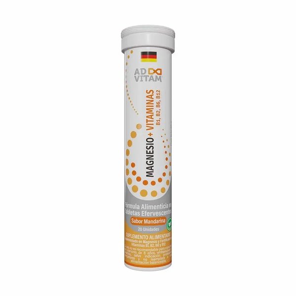 Magnesio + Complejo B Sabor Mandarina 20Tabletas Efervescentes