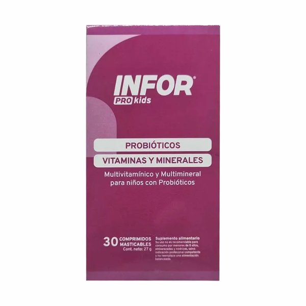 Infor Pro Kids Multivitamínico Y Multimineral Con Probióticos 30 Comprimidos Masticables