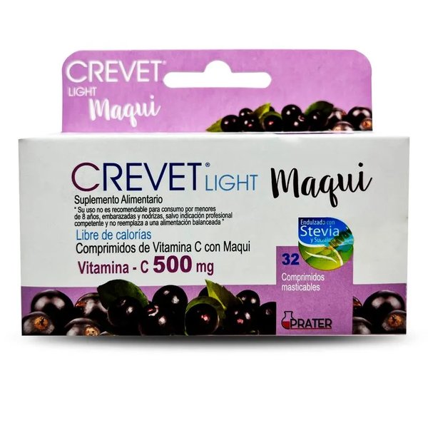 Crevet Light Vitamina C 500mg Con Maqui 32 Comprimidos Masticables