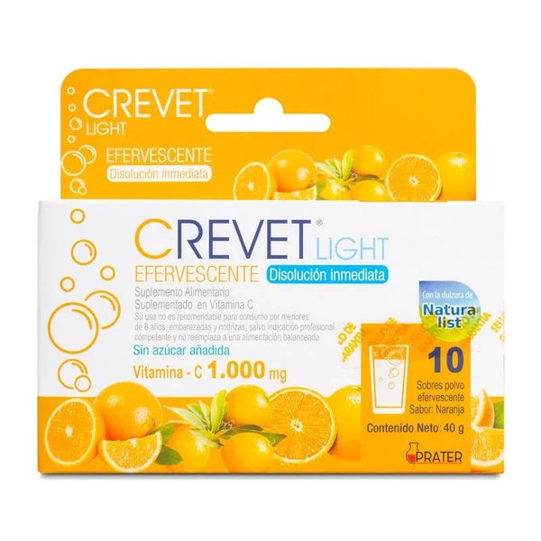 Crevet Light Vitamina C Efervescente 1000mg 10 Sobres
