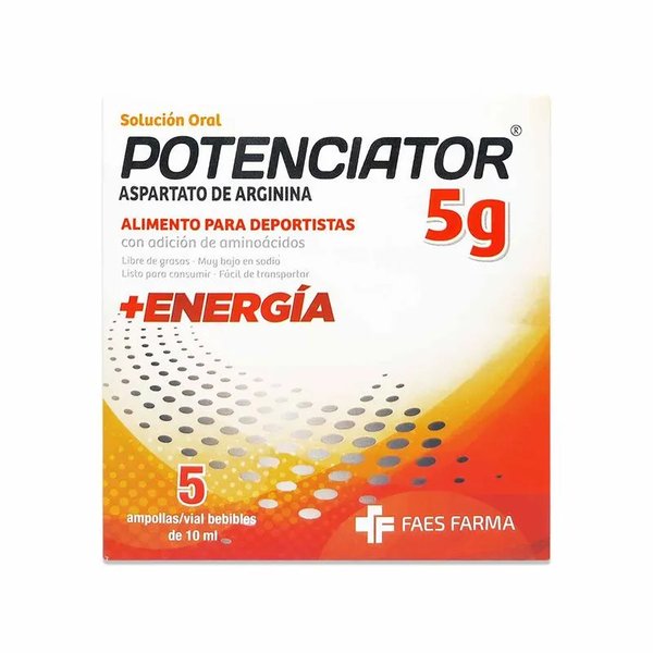 Potenciator Aspartato De Arginina 5g/10 ml 5 Ampollas Bebibles