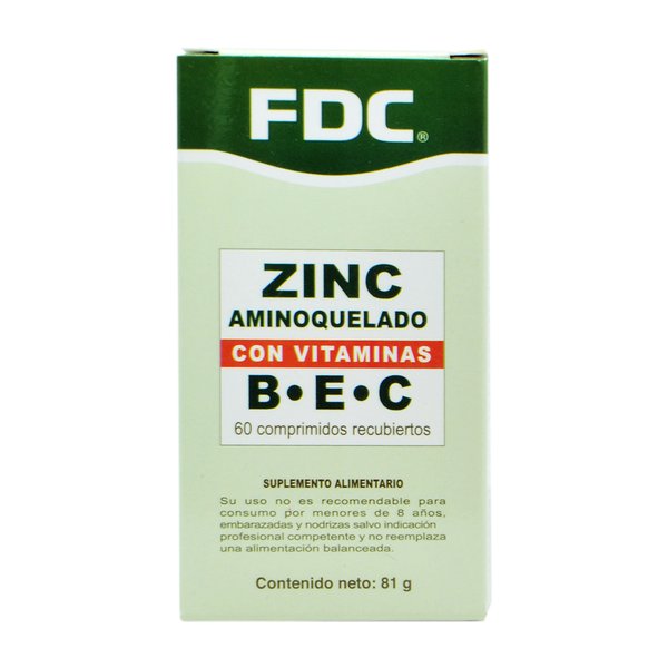 Zinc Aminoquelado Con Vitaminas B E C X 60Tabletas Fdc
