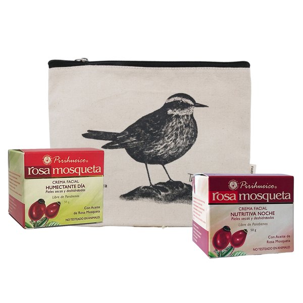 Pack Rosa Mosqueta Pirihueico Crema Dia + Crema Noche 50g + Cosmetiquero