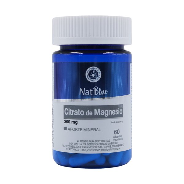 Citrato De Magnesio 200mg X 60 Cápsulas Vegetales Natblue