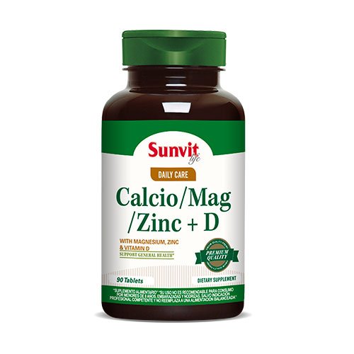 Calcio Magnesio Zinc + Vitamina D X 90Tabletas Sunvit Life
