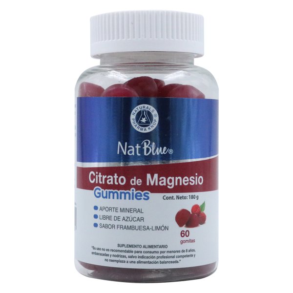 Citrato De Magnesio X60 Gomitas Sabor Frambuesa Limón, Natblue