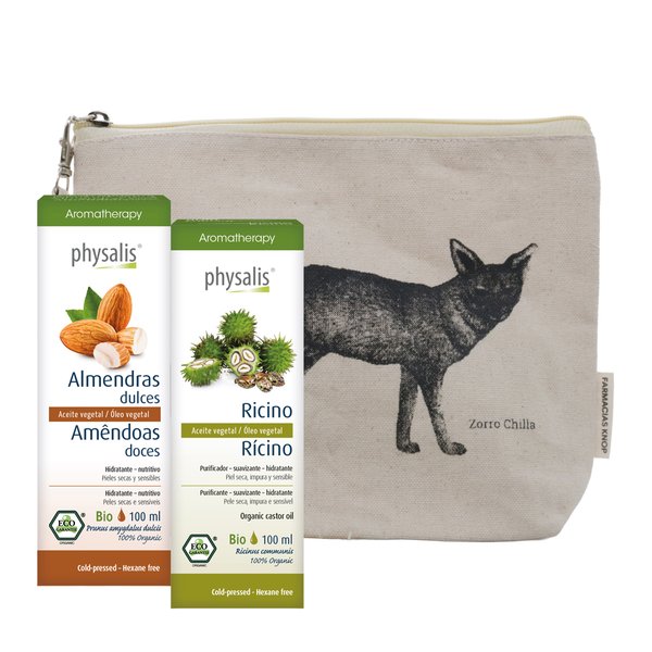 Pack Physalis Aceite Almendra 100 ml + Aceite Ricino 100 ml + Cosmetiquero