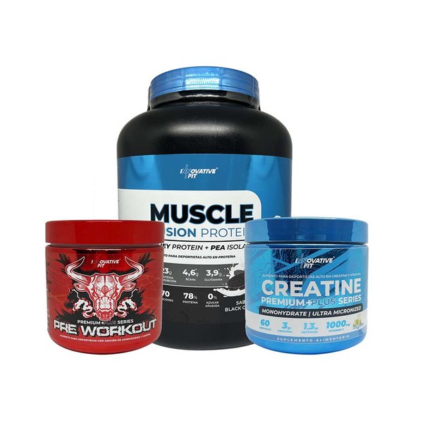 Muscle Fusion Protein 70 Porciones Innovative Fit + Creatine Premium Plus Series + Pre Workout