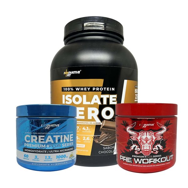 Isolate Zero 4,0lb + Creatine Premium Plus Series 300g + Pre Workout Innovative Fit