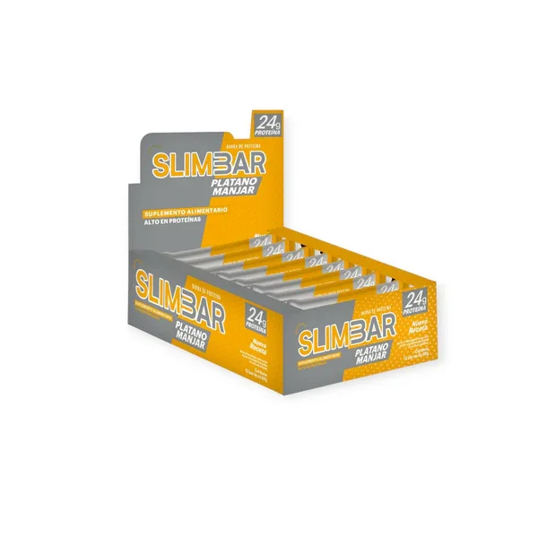 Caja 12 Barritas De Proteína Slimbar 60G_ Platano Manjar