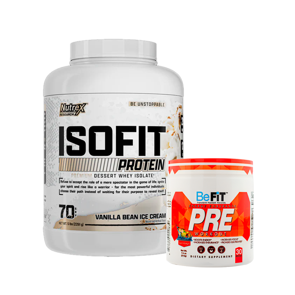 Pack Proteína Isofit Vainilla 5lb + Pre Entreno Befit