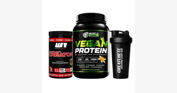 Vegan Protein 1kg + Pre Entreno Kreator + Shaker De Regalo