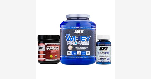 Proteína Whey Pro-Win 2kg + Creatina Monohidratada 300g + Testo 90 Cáps