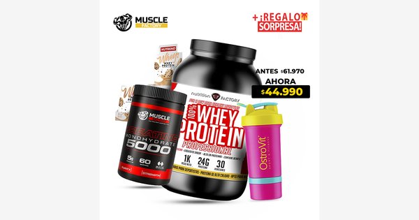 Whey Protein + Creatina 300gr + Shaker Y Muestra De Regalo