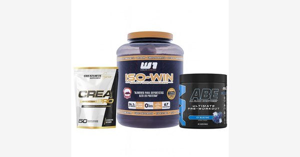 Proteína Iso-Win 2kg + Creatina Monohidratada 250g + Pre Entreno Abe 30Serv