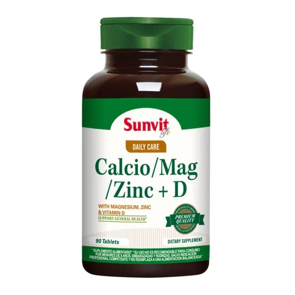 Calcio Magnesio Zinc + Vitamina D 90 Tab Sunvit
