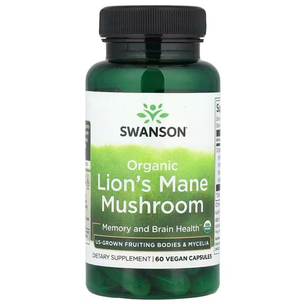 Melena Leon Organic Lions Mane Mushroom 60 Cápsulas Veganas Swanson