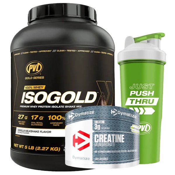 Isogold 5lb Pvl + Creapure Dymatize 300gr + Shaker