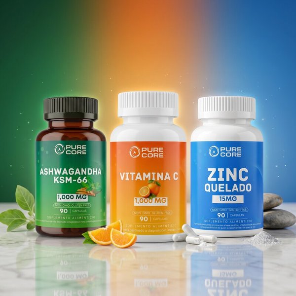 Pack Vitaminas Pure Core Ashwagada + Vitamina C + Zinc