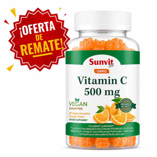 Vitamin C 500mg Vegan Gummies Sunvit Life 60 Gomitas
