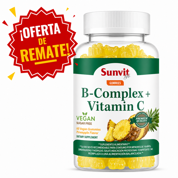 B-Complex + Vitamin C Gummies Sunvit Life 60 Gomitas Complejo B Y Vitamina C