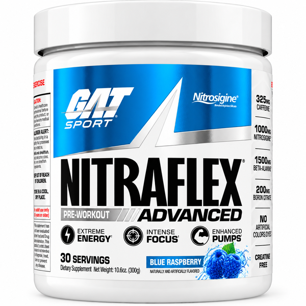 Gat Sport Nitraflex Advanced Blue Raspberry 300g 325mg Cafeína