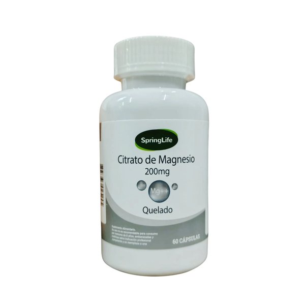 Citrato De Magnesio Quelado 200mg 60Capsulas Springlife