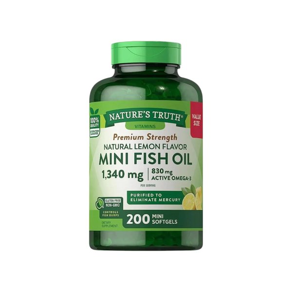 Omega 3 Mini Fish Oil 1340mg 200 Mini Softgels Natures Truth
