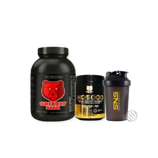 Pack Fit Protein 2kg 60Sv + Creatina 60Sv + Shaker Grizzly Bear