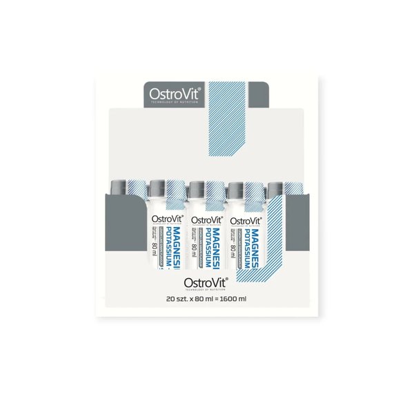 Pack 20 Shot De Magnesium Potassium + B6 Limon Grape 80ml C/U Ostrovit