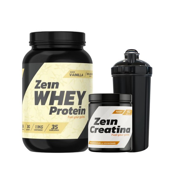 Pack Proteina Whey 1.1kg + Creatina 60Sv + Shaker Zein