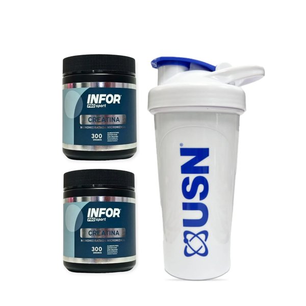 2 Creatinas Monohidratada 300gr C/U + Shaker Infor