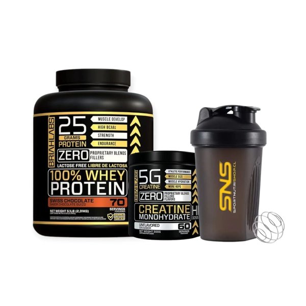 Pack Proteina Whey Protein 5lb + Creatina 60Sv + Shaker Briahlabs