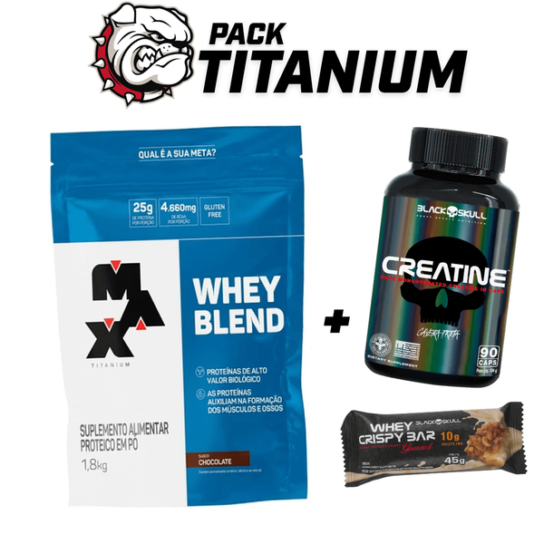 Pack Titanium Whey Blend 1,8kg + Creatina + Whey Bar