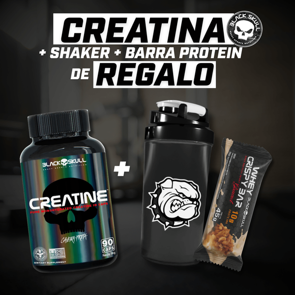 Tr3 Pack Black Skull Caps Creatine Capsulas + Shaker + Protein Bar