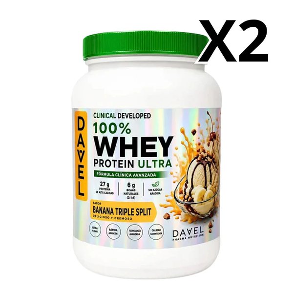 Pack 2 Whey Protein Ultra Davel 1kg- 33Servicios