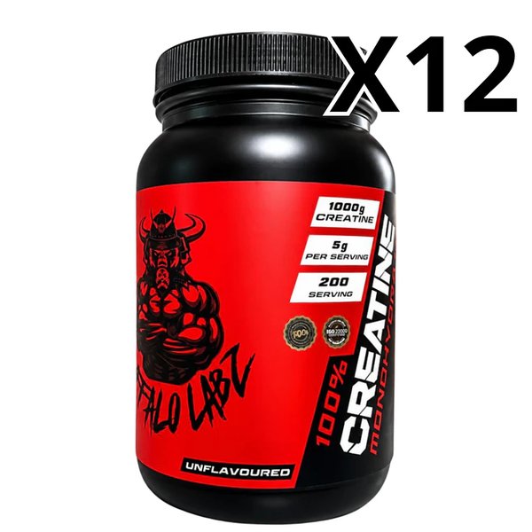 Pack 12 Creatina 100% Monohydrate Buffalo Labz 1kg