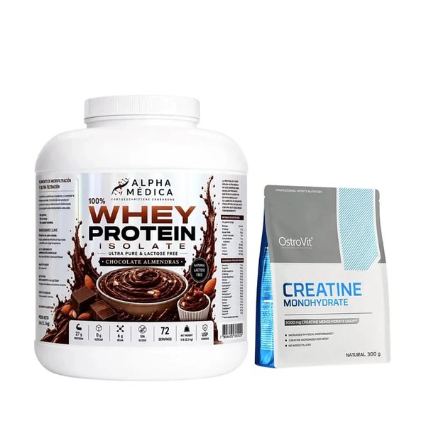 Pack Proteina Whey Isolate 2.3kg, 72Servicios + Ostrovit Creatina Monohydrate 300gr