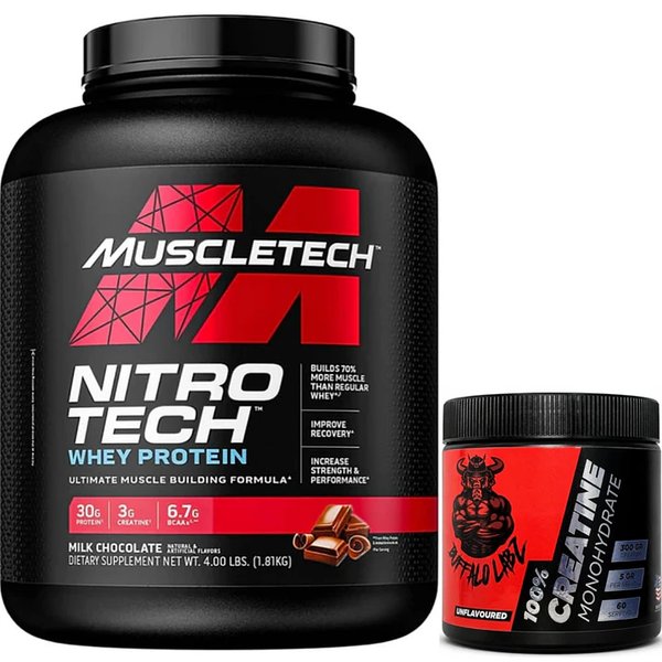 Pack Nitro Tech Whey Protein 4lb + Creatina 100% Monohydrate Buffalo Labz 300gr
