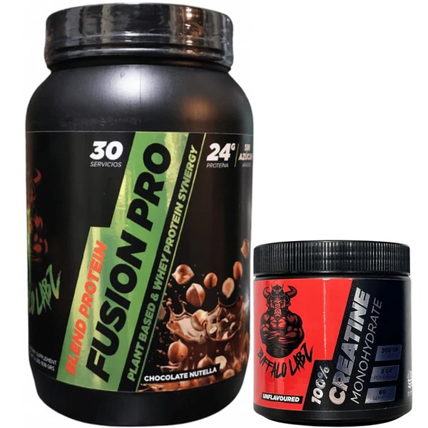 Pack Blend Protein Fusion Pro 2lb + Creatine 100% Monohydrate Buffalo Labz 300gr
