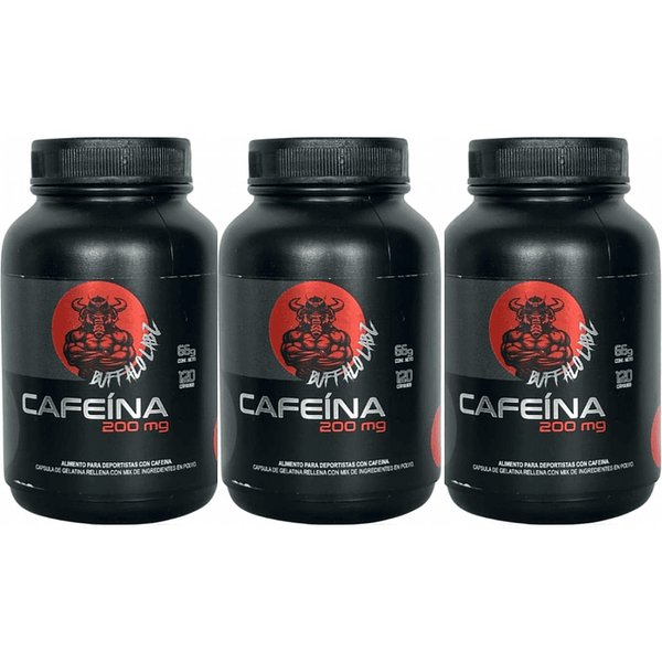 Cafeina 200mg Buffalo Labz 120 Cápsulas 3 Unidades