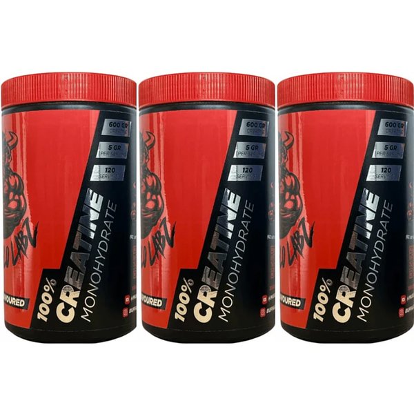Pack 3 Creatina 100% Monohydrate Buffalo Labz 600gr