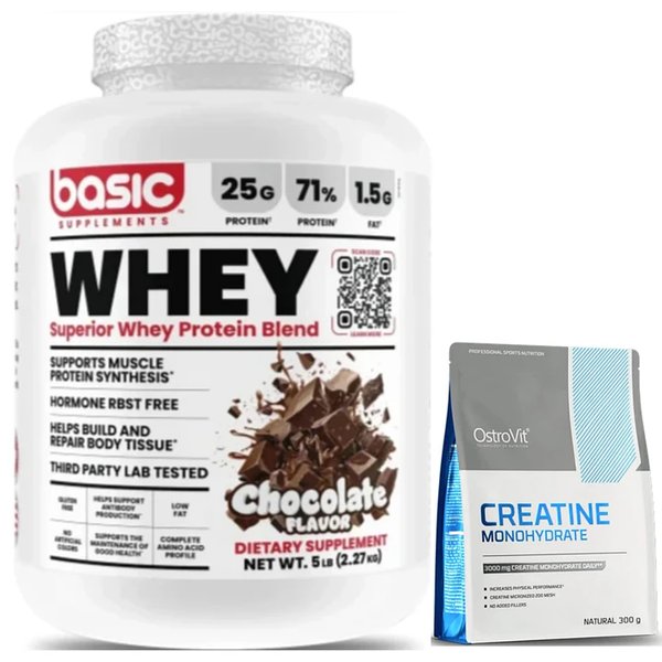 Pack Basic Whey Superior Protein Blend 5lb + Ostrovit Creatine Monohydrate 300gr