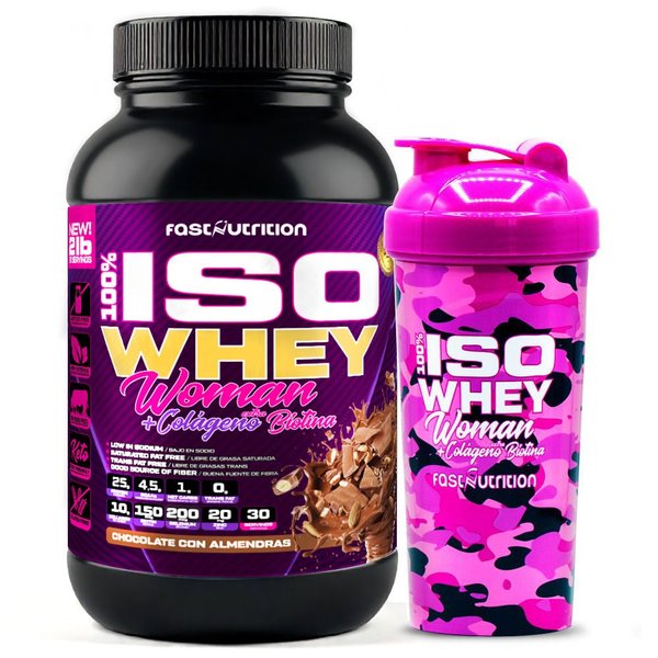 Pack Iso Whey Woman 2lb + Shaker Camo Pink Woman 700ml Fast