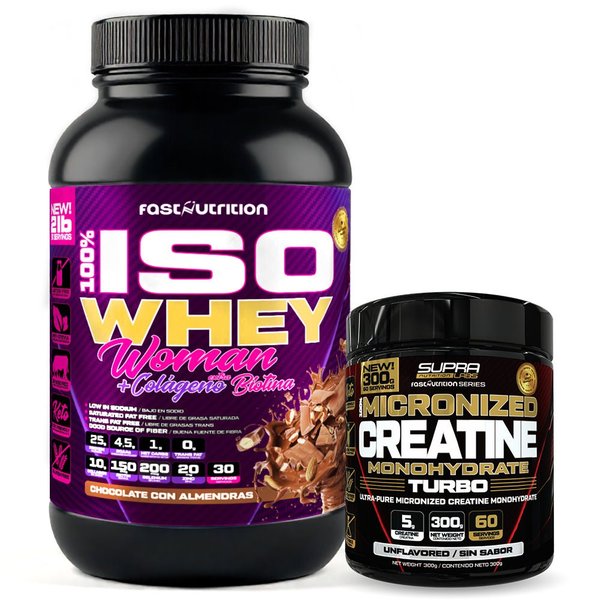 Pack Iso Whey Woman 2lb + Creatina Turbo Monohidrato 300 Grs Fast